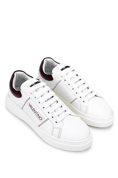 Mario Valentino Unisex Hakiki Deri Beyaz/Bordo Sneakers & Spor Ayakkabı