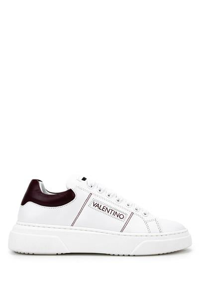 Mario Valentino Unisex Hakiki Deri Beyaz/Bordo Sneakers & Spor Ayakkabı