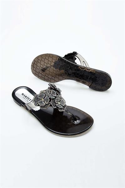 Marzetti Kadın Hakiki Deri Şeffaf\Siyah Düz Terlik