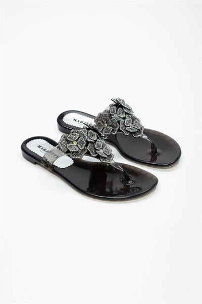 Marzetti Kadın Hakiki Deri Şeffaf\Siyah Düz Terlik