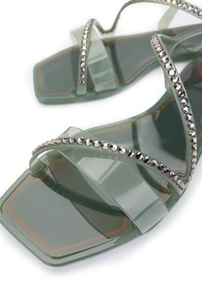 Menghi Kadın Pvc Yeşil Düz Sandalet