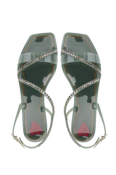 Menghi Kadın Pvc Yeşil Düz Sandalet