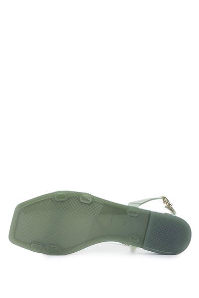 Menghi Kadın Pvc Yeşil Düz Sandalet