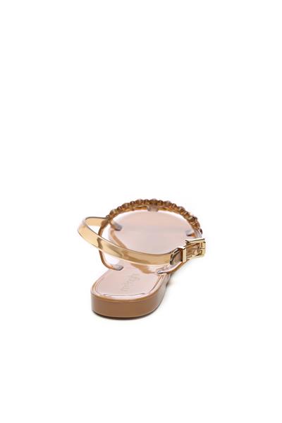 Menghi Kadın Swarovski Taş Kahverengi Günlük Sandalet