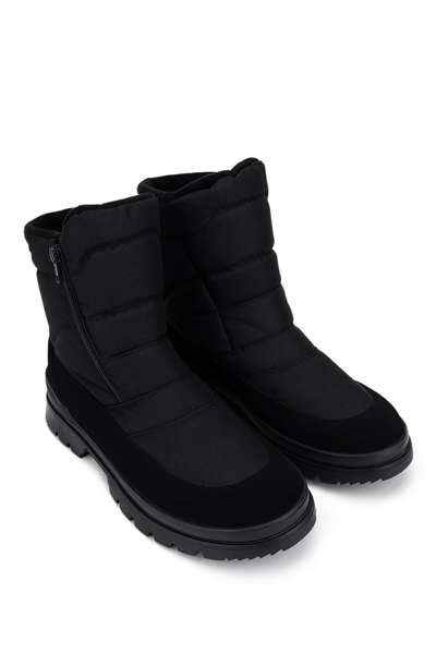 Othree Erkek Deri & Tekstil Siyah Kar Botu