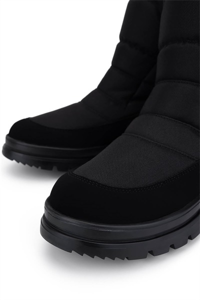 Othree Erkek Deri & Tekstil Siyah Kar Botu