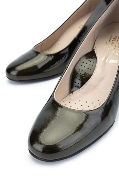 Relax Anatomic Kadın Hakiki Deri Olive Rugan Comfort Ayakkabı