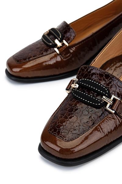 Relax Anatomic Kadın Hakiki Deri Kahverengi Metalik Comfort Ayakkabı