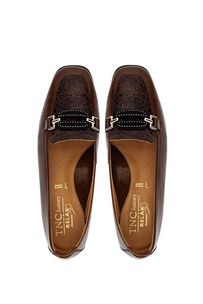 Relax Anatomic Kadın Hakiki Deri Kahverengi Metalik Comfort Ayakkabı