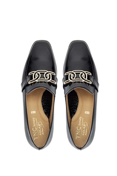 Relax Anatomic Kadın Hakiki Deri Siyah Rugan Comfort Ayakkabı