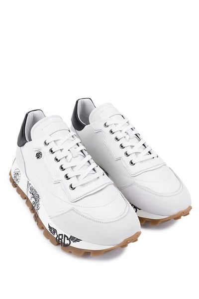 Roberto Cavalli Erkek Hakiki Deri Beyaz Sneakers & Spor Ayakkabı