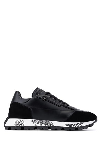 Roberto Cavalli Erkek Hakiki Deri Siyah Sneakers & Spor Ayakkabı