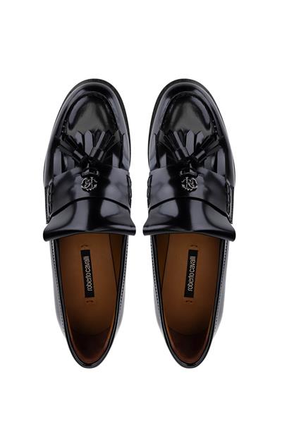 Roberto Cavalli Erkek Hakiki Deri Siyah Loafer Ayakkabı