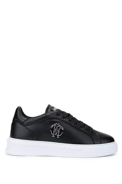 Roberto Cavalli Erkek Hakiki Deri Siyah Sneakers & Spor Ayakkabı