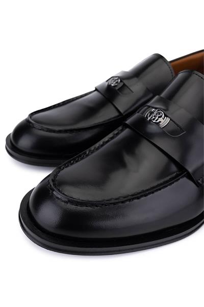 Roberto Cavalli Erkek Hakiki Deri Siyah Loafer Ayakkabı