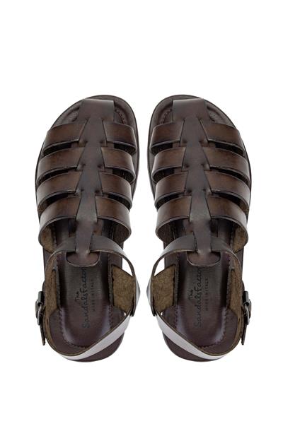 Sandals Factory Erkek Hakiki Deri Kahverengi Düz Sandalet