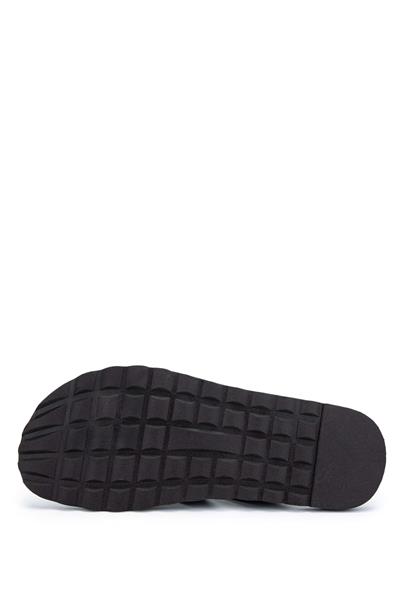 Sandals Factory Erkek Hakiki Deri Siyah Düz Terlik