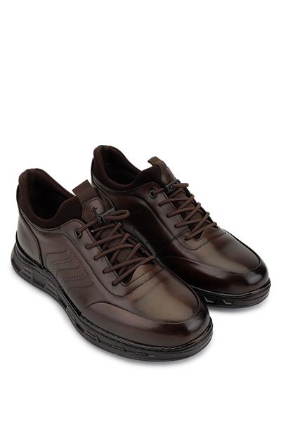 Tamer Tanca Erkek Hakiki Deri Kahverengi Sneaker Ayakkabı