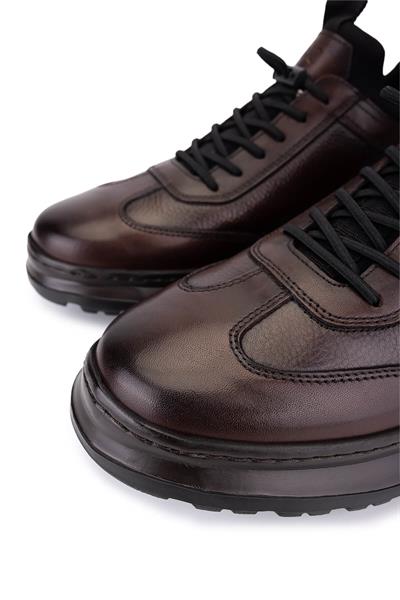 Tamer Tanca Erkek Hakiki Deri Kahverengi Sneaker Ayakkabı