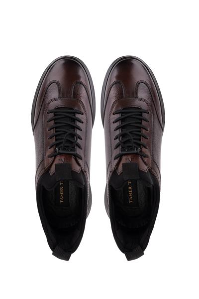 Tamer Tanca Erkek Hakiki Deri Kahverengi Sneaker Ayakkabı