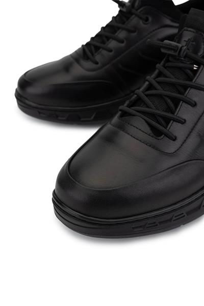 Tamer Tanca Erkek Hakiki Deri Siyah Sneaker Ayakkabı