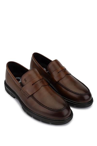 Tamer Tanca Erkek Hakiki Deri Taba Loafer Ayakkabı