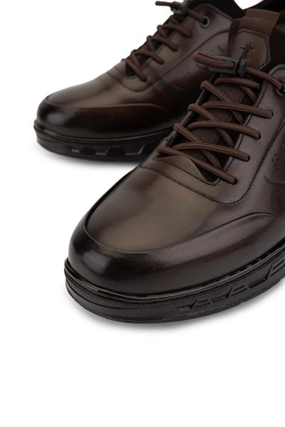 Tamer Tanca Erkek Hakiki Deri Kahverengi Sneaker Ayakkabı