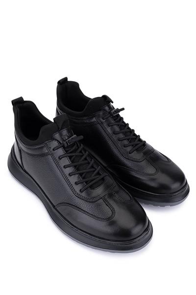 Tamer Tanca Erkek Hakiki Deri Siyah Casual Ayakkabı