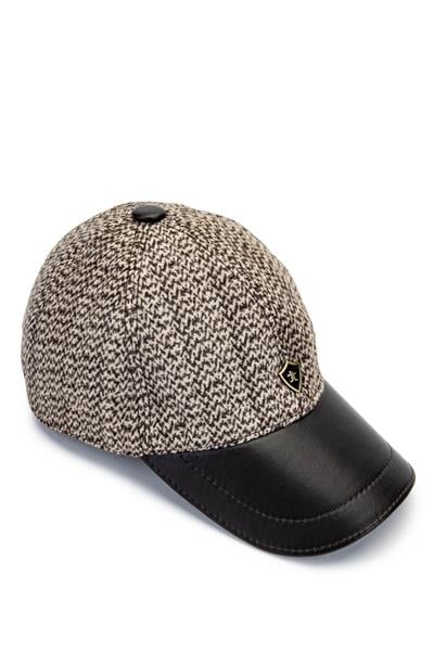 Tamer Tanca Erkek Deri & Tekstil Bej Şapka