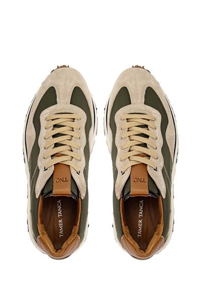 Tamer Tanca Erkek Deri & Tekstil Vizon/Haki Sneakers & Spor Ayakkabı