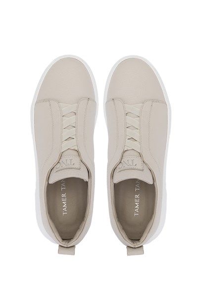 Tamer Tanca Erkek Hakiki Deri Bej Floter Sneakers & Spor Ayakkabı