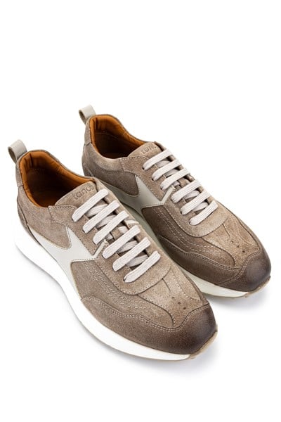 Tamer Tanca Erkek Hakiki Deri Bej Süet Sneakers & Spor Ayakkabı