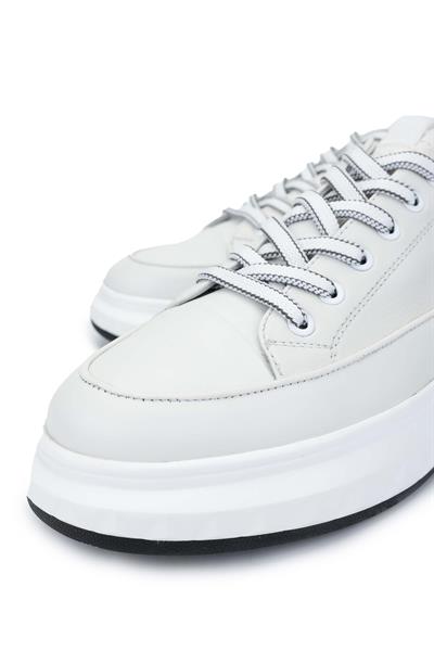 Tamer Tanca Erkek Hakiki Deri Beyaz Sneaker Ayakkabı