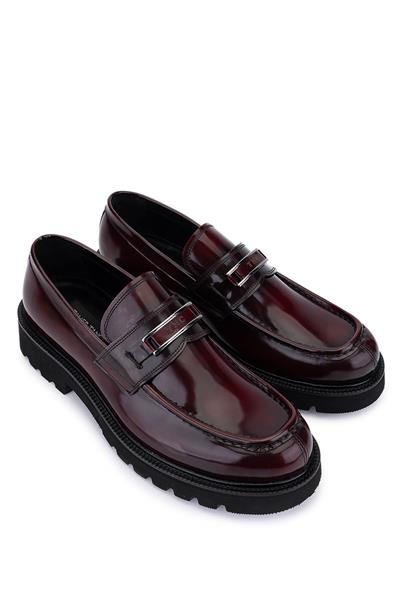 Tamer Tanca Erkek Hakiki Deri Bordo Loafer Ayakkabı