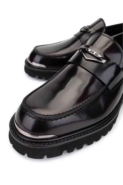 Tamer Tanca Erkek Hakiki Deri Bordo Loafer Ayakkabı
