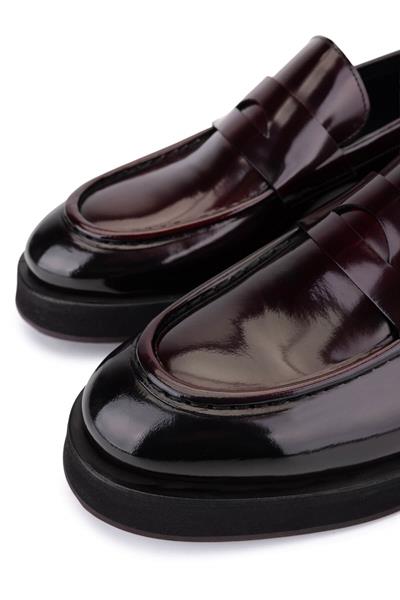 Tamer Tanca Erkek Hakiki Deri Bordo Loafer Ayakkabı