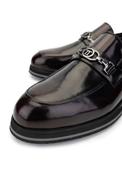 Tamer Tanca Erkek Hakiki Deri Bordo Loafer Ayakkabı