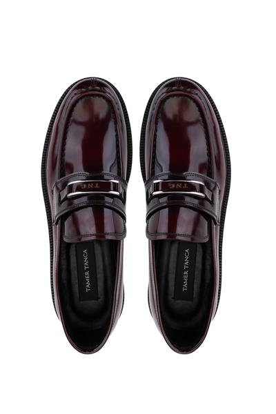 Tamer Tanca Erkek Hakiki Deri Bordo Loafer Ayakkabı