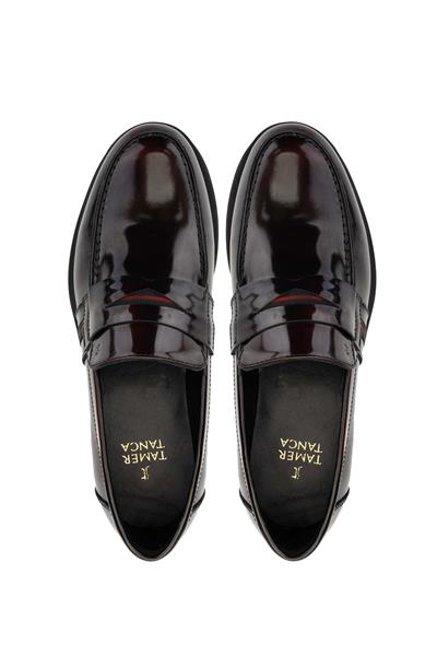 Tamer Tanca Erkek Hakiki Deri Bordo Loafer Ayakkabı