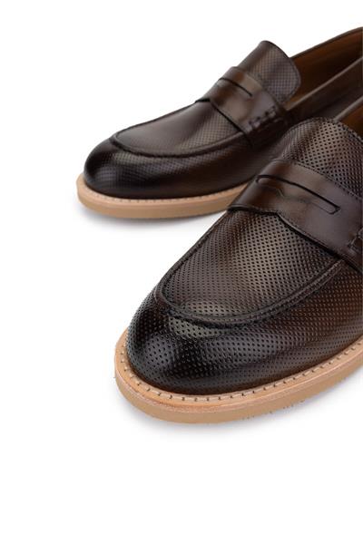 Tamer Tanca Erkek Hakiki Deri Ceviz Loafer Ayakkabı