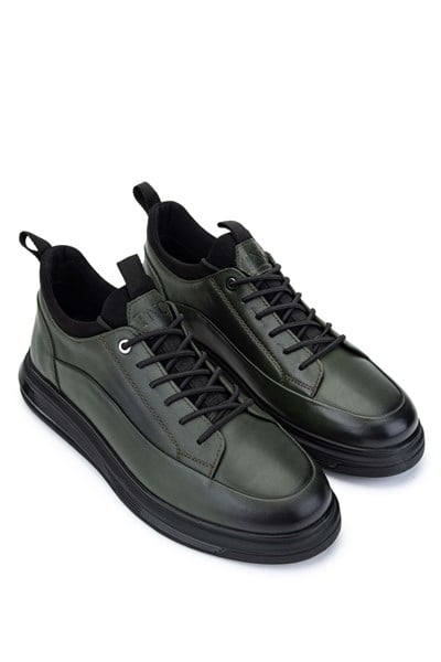 Tamer Tanca Erkek Hakiki Deri Haki Analin Sneakers & Spor Ayakkabı