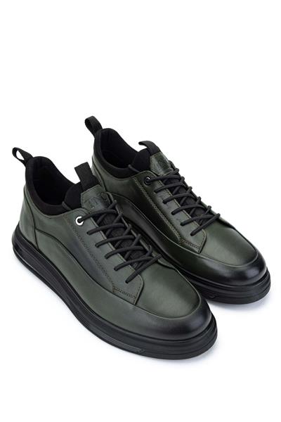 Tamer Tanca Erkek Hakiki Deri Haki Analin Sneakers & Spor Ayakkabı