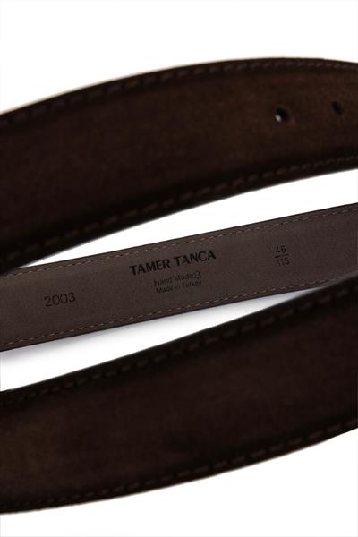 Tamer Tanca Erkek Hakiki Deri Kahverengi Süet Spor Kemer