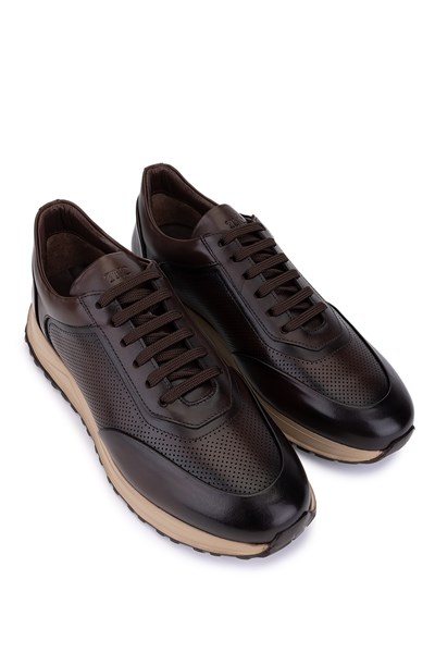Tamer Tanca Erkek Hakiki Deri Kahverengi Sneakers & Spor Ayakkabı