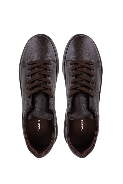 Tamer Tanca Erkek Hakiki Deri Kahverengi Taban Sneakers & Spor Ayakkabı