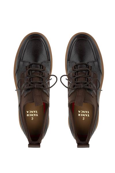 Tamer Tanca Erkek Hakiki Deri Kahverengi Sneaker Ayakkabı