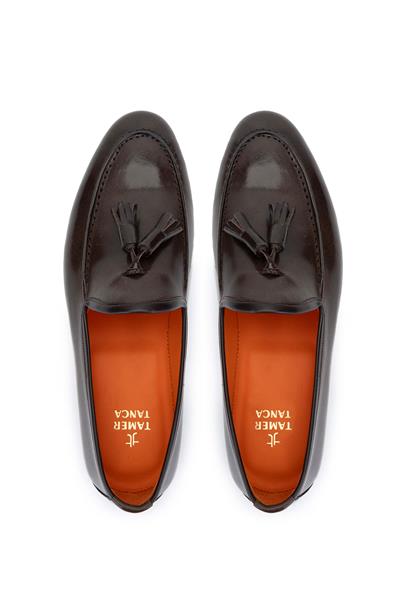 Tamer Tanca Erkek Hakiki Deri Kahverengi Loafer Ayakkabı