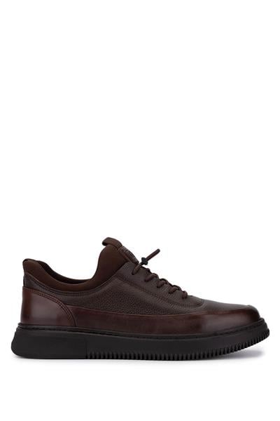 Tamer Tanca Erkek Hakiki Deri Kahverengi Sneaker Ayakkabı