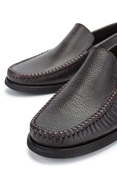 Tamer Tanca Erkek Hakiki Deri Kahverengi Loafer Ayakkabı