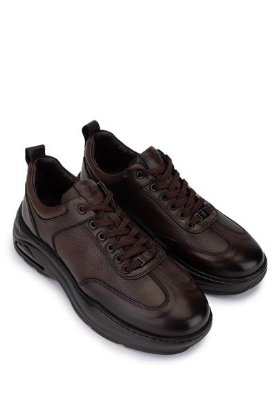 Tamer Tanca Erkek Hakiki Deri Kahverengi Sneakers & Spor Ayakkabı